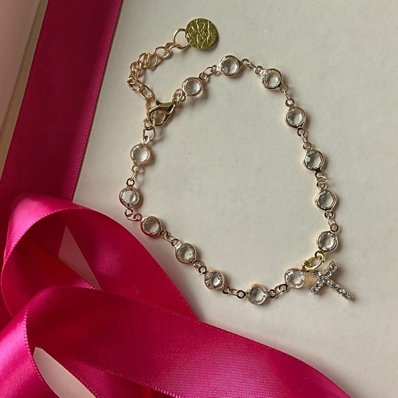 Cross Anklet. Crystal Chain. One of a Kind. Bundle and Save. Ladies Gift Idea. - Picture 2 of 5